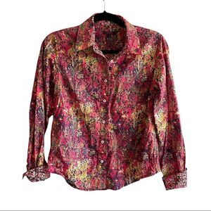 Liberty Art Fabrics Floral Print Button Down Shirt Blouse Small Cotton